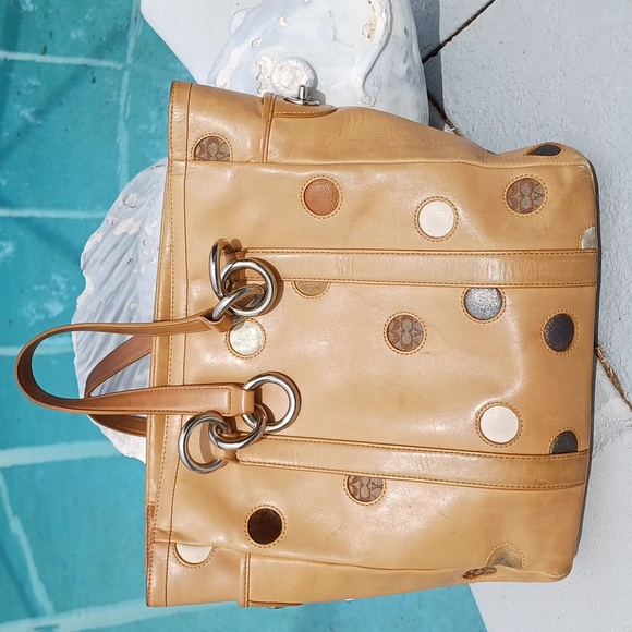 Coach Limited Edition tan leather polka dot lunch tote F09763 - Picture 4 of 16